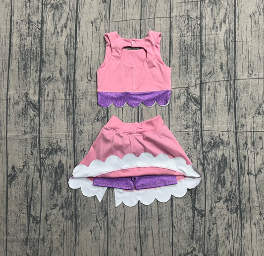 Baby Girls Pink Sleeveless Vest Top Bows Skirt Shorts Yoga Clothes Sets Preorder