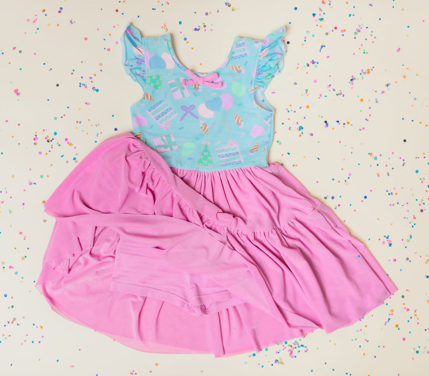 Baby Girls Happy Birthday Yoga Shorts Knee Length Dresses Preorder