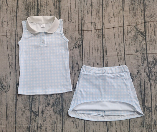 Baby Girls Checked Button Collar Top Skirt Shorts Yoga Active Clothes Sets Preorder