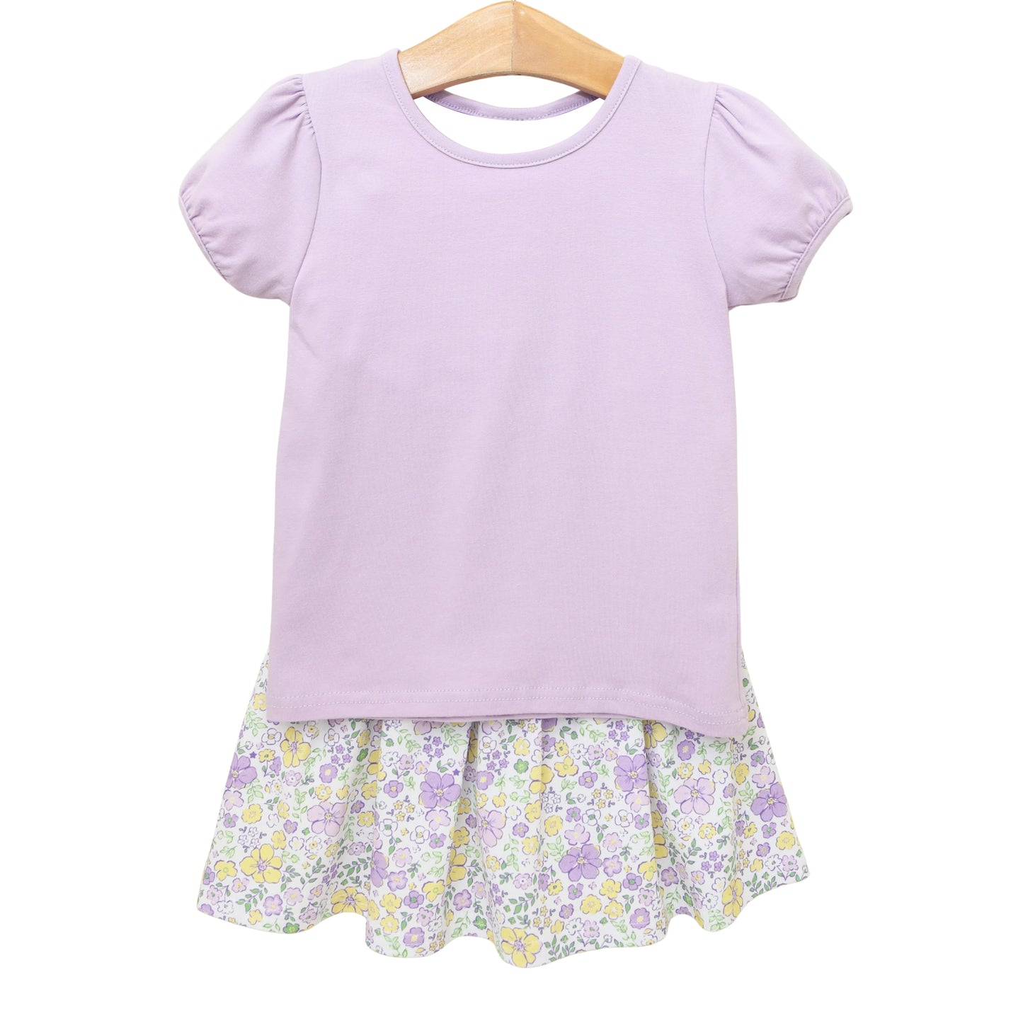 Baby Girls Lavender Short Ruffle Sleeve Top Flowers Skirt Shorts Yoga Clothes Sets Preorder