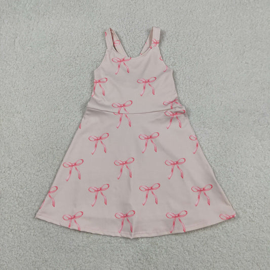 Baby Girls Strap Back Bows Yoga Active Shorts Knee Length Dresses