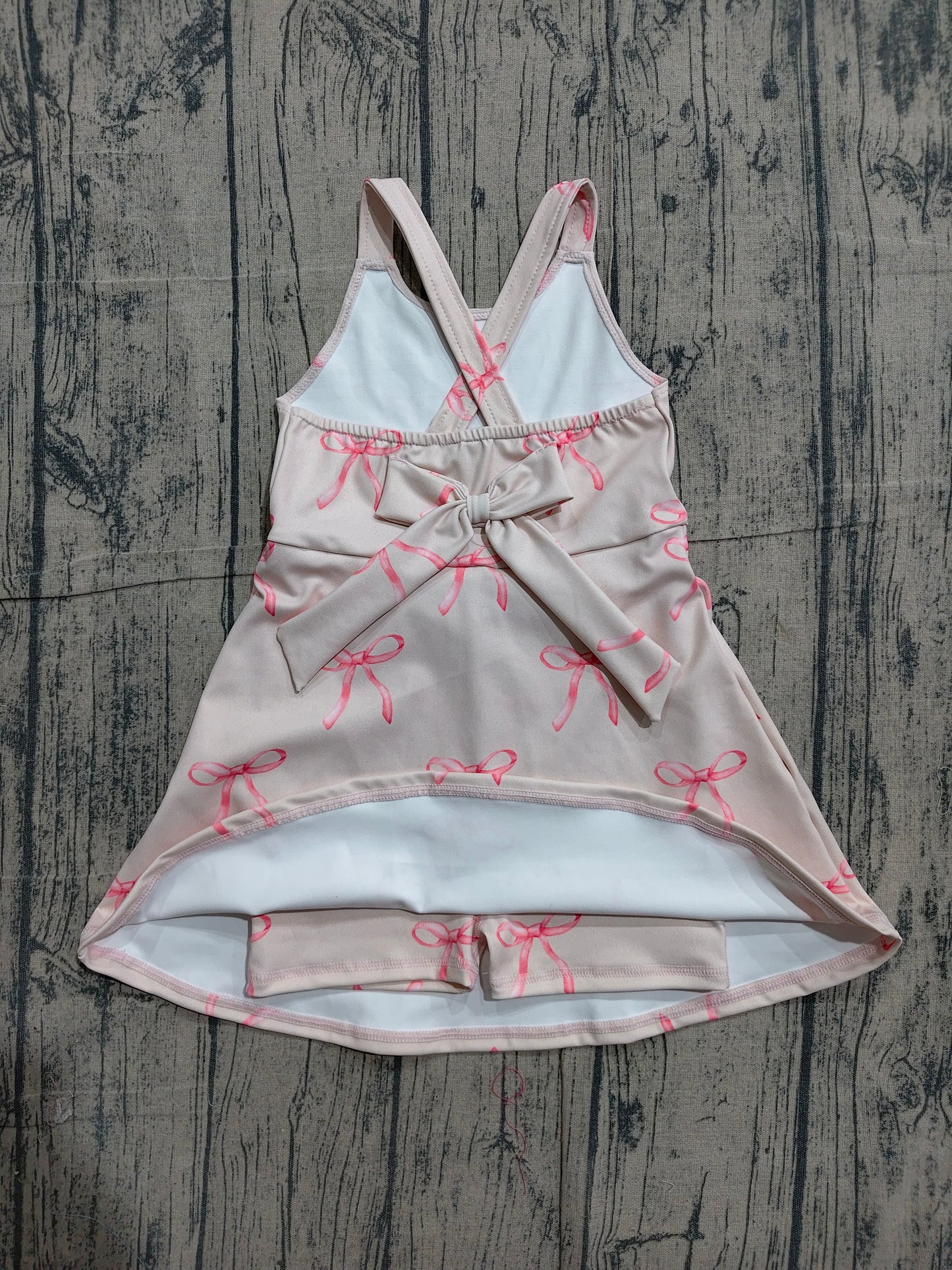 Baby Girls Strap Back Bows Yoga Active Shorts Knee Length Dresses