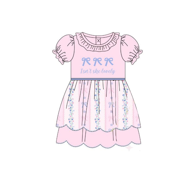 Baby Girls Bows Flowers Stripe Isn't She Lovely Collar Knee Length Dresses Preorder