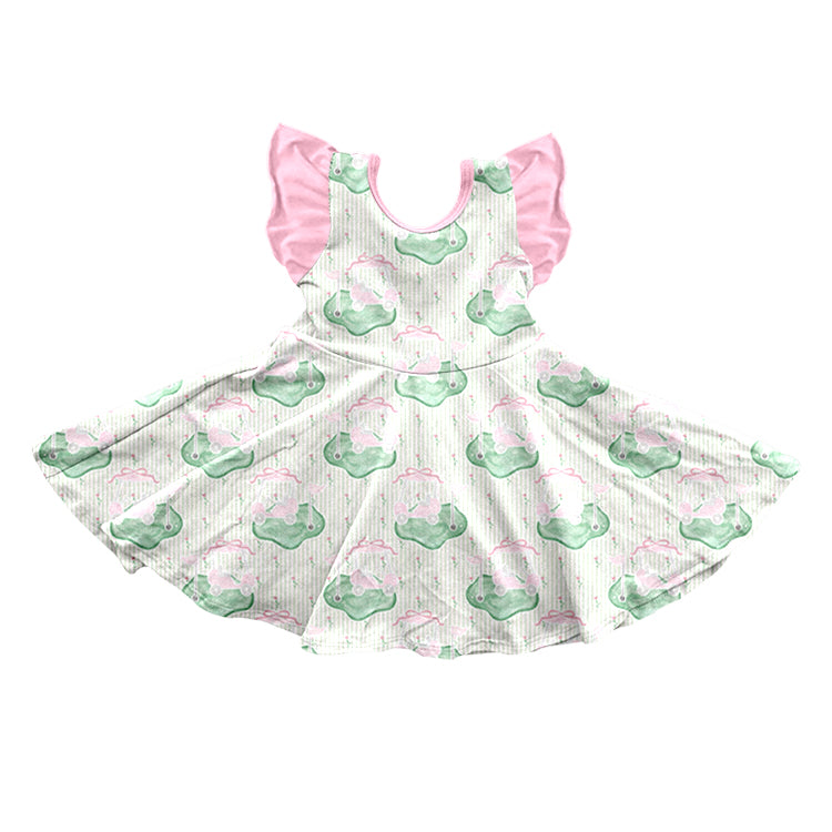 Baby Girls Flutter Sleeve Bows Golf Trucks Knee Length Dresses Preorder