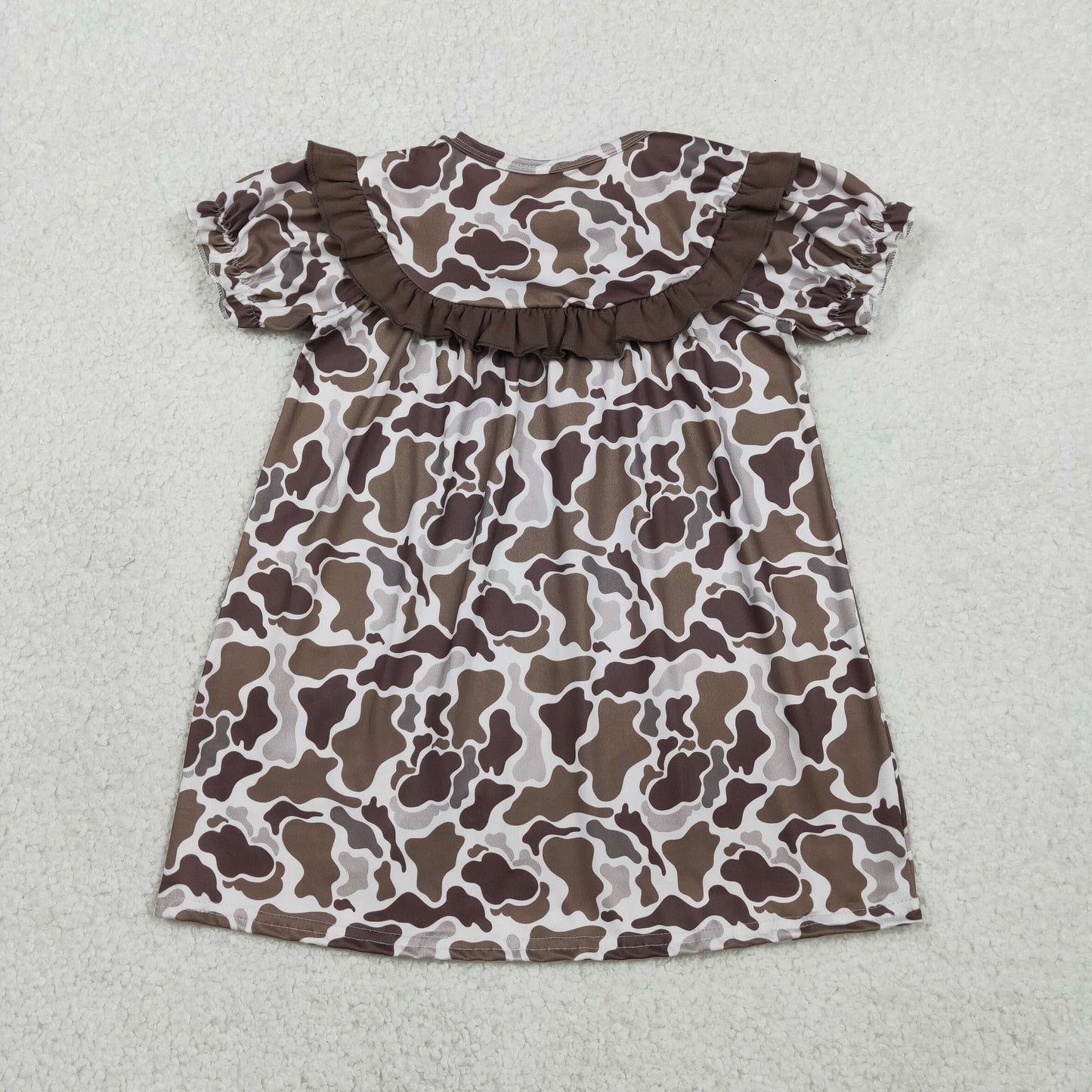 Embroidery Daddy's Girls Southern Brown Camo Ruffle Knee Length Dresses
