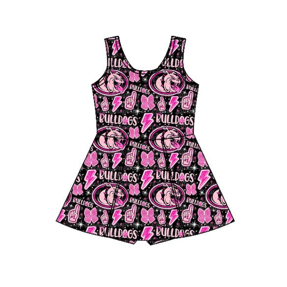 Baby Girls Bows Bulldogs Team Yoga Active Shorts Knee Length Dresses Preorder