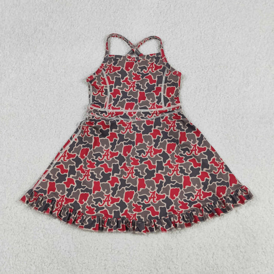 Baby Girls Strap Camo A Team Yoga Active Shorts Ruffle Knee Length Dresses
