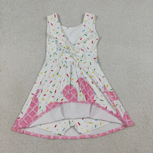Baby Girls Pink Drip Sprinkles Team Yoga Active Shorts Knee Length Dresses