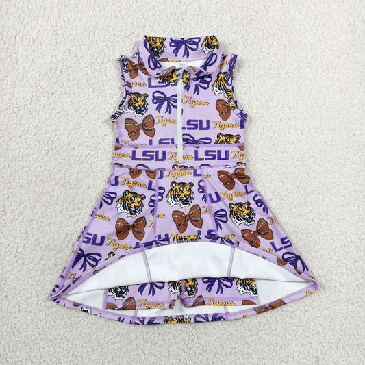 Baby Girls LSU Tiger Footballs Team Yoga Active Shorts Knee Length Dresses