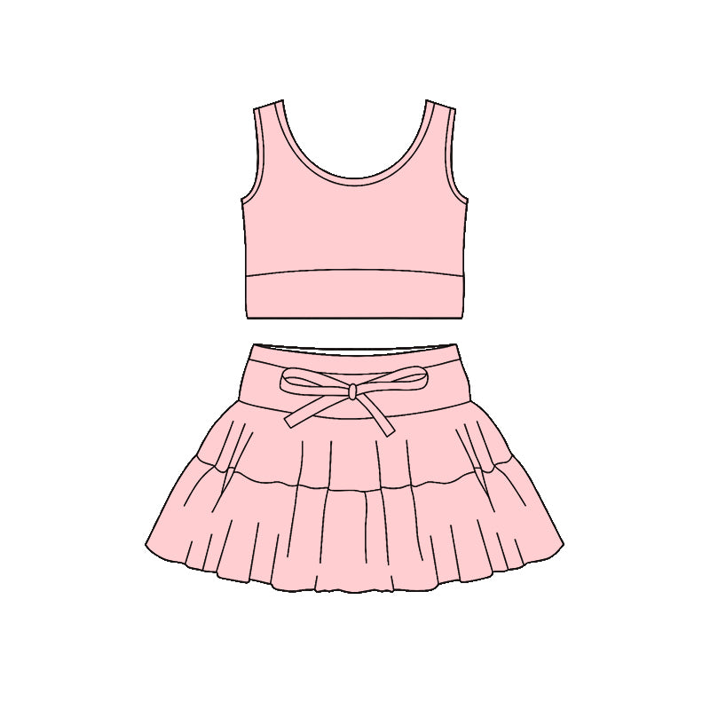 Baby Girls Pink Vest Top Skirt Short Yoga Active Clothes Sets Preorder