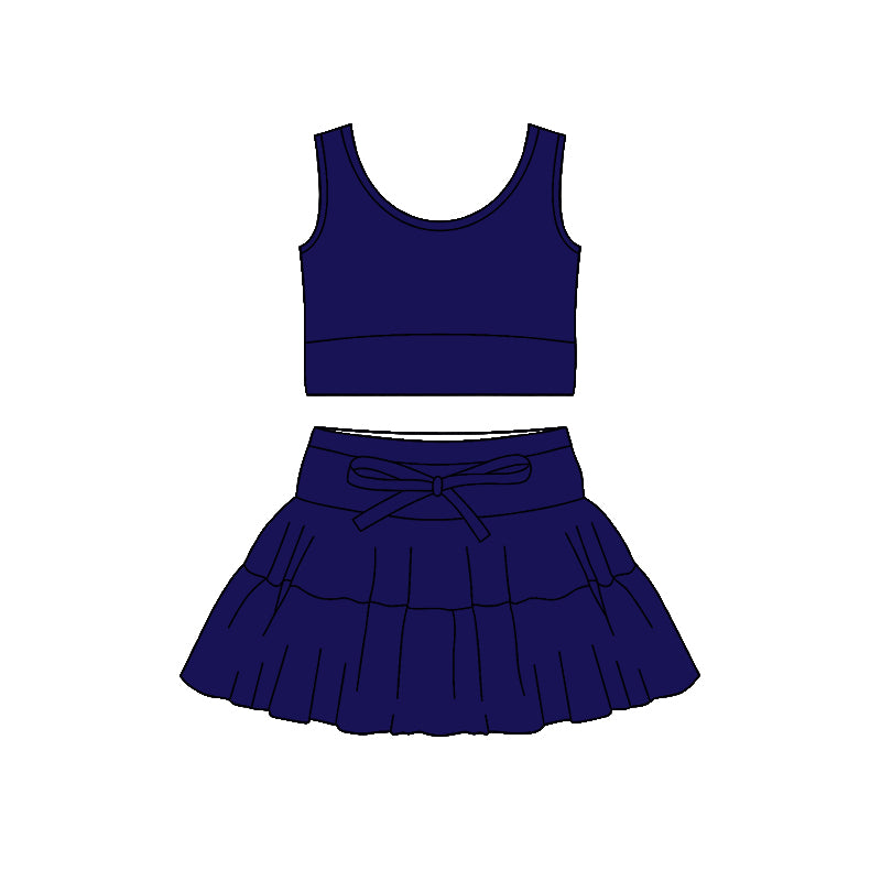 Baby Girls Navy Vest Top Skirt Short Yoga Active Clothes Sets Preorder
