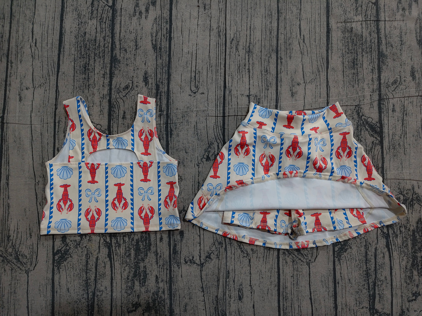 Baby Girls Bows Crayfishes Stripe Vest Top Skirt Short Yoga Active Clothes Sets