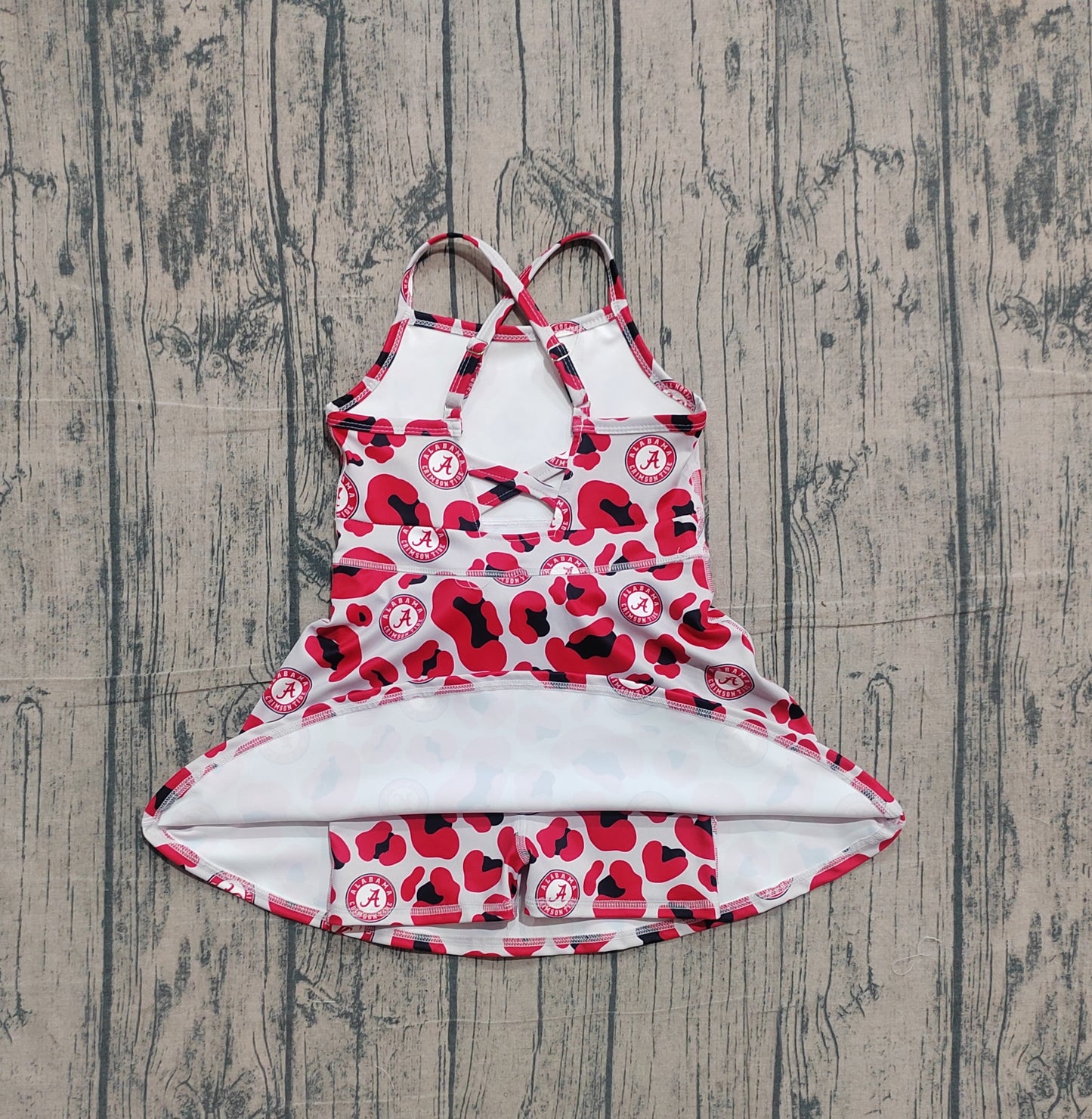 Baby Girls Strap Red Leopard A Team Yoga Active Shorts Knee Length Dresses