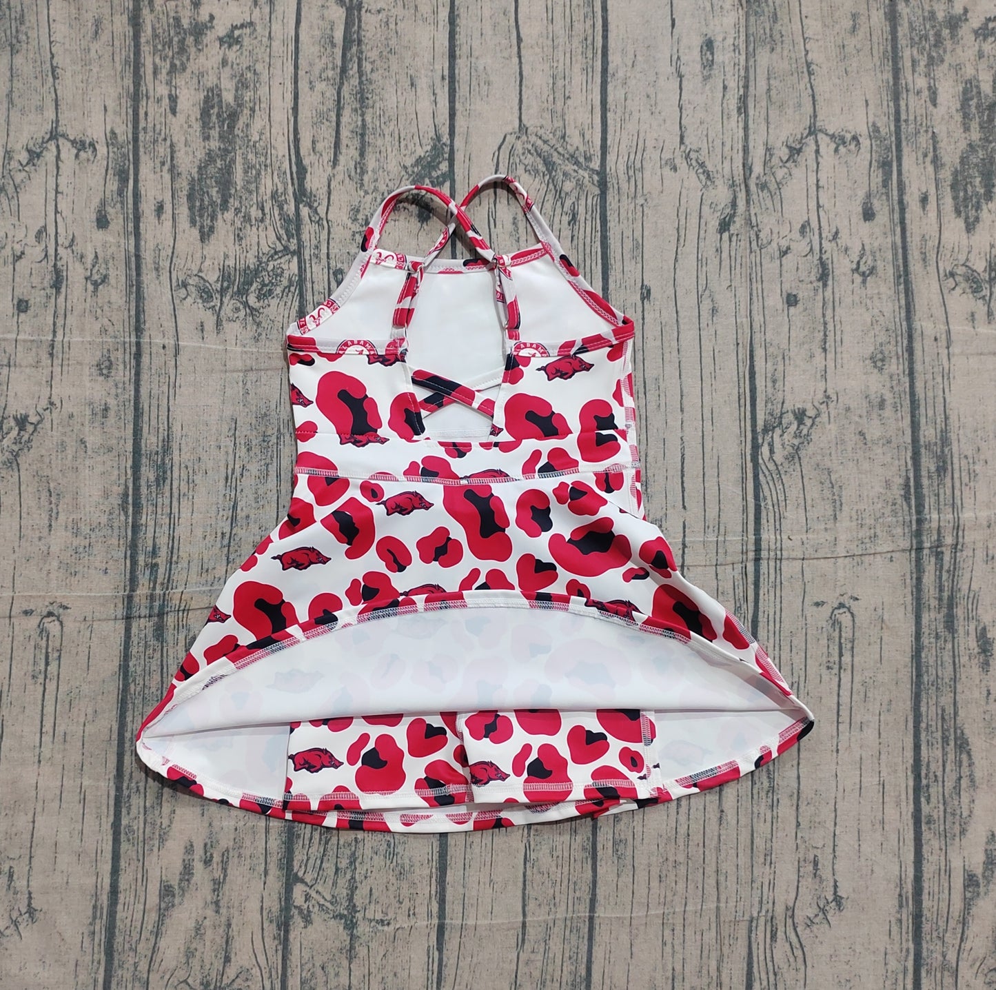 Baby Girls Strap Leopard Arkansas Team Yoga Active Shorts Knee Length Dress