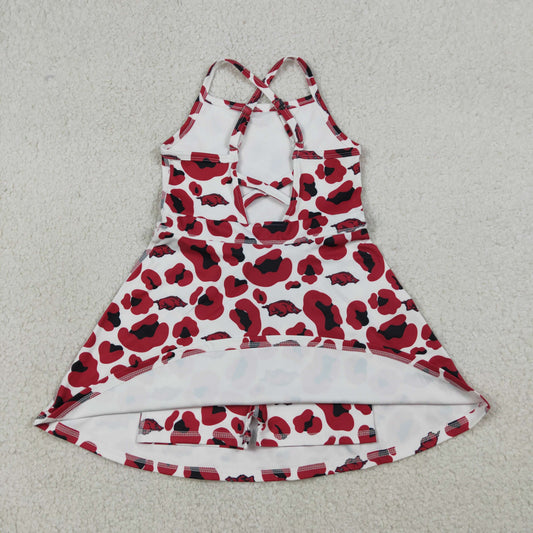Baby Girls Strap Leopard Arkansas Team Yoga Active Shorts Knee Length Dress