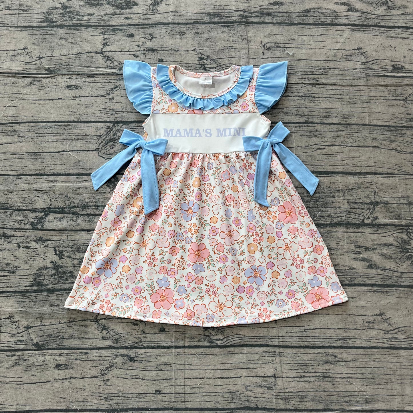 Baby Girls Flutter Sleeve Mama's Mini Flowers Knee Length Dresses