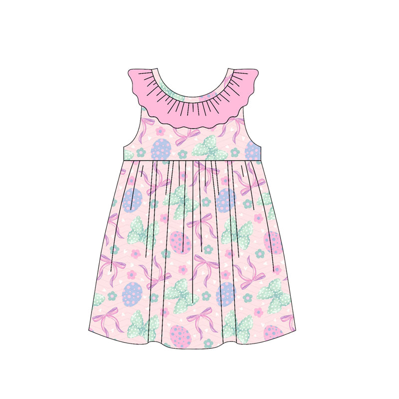 Baby Girls Sleeveless Colorful Bows Eggs Easter Knee Length Dresses Preorder