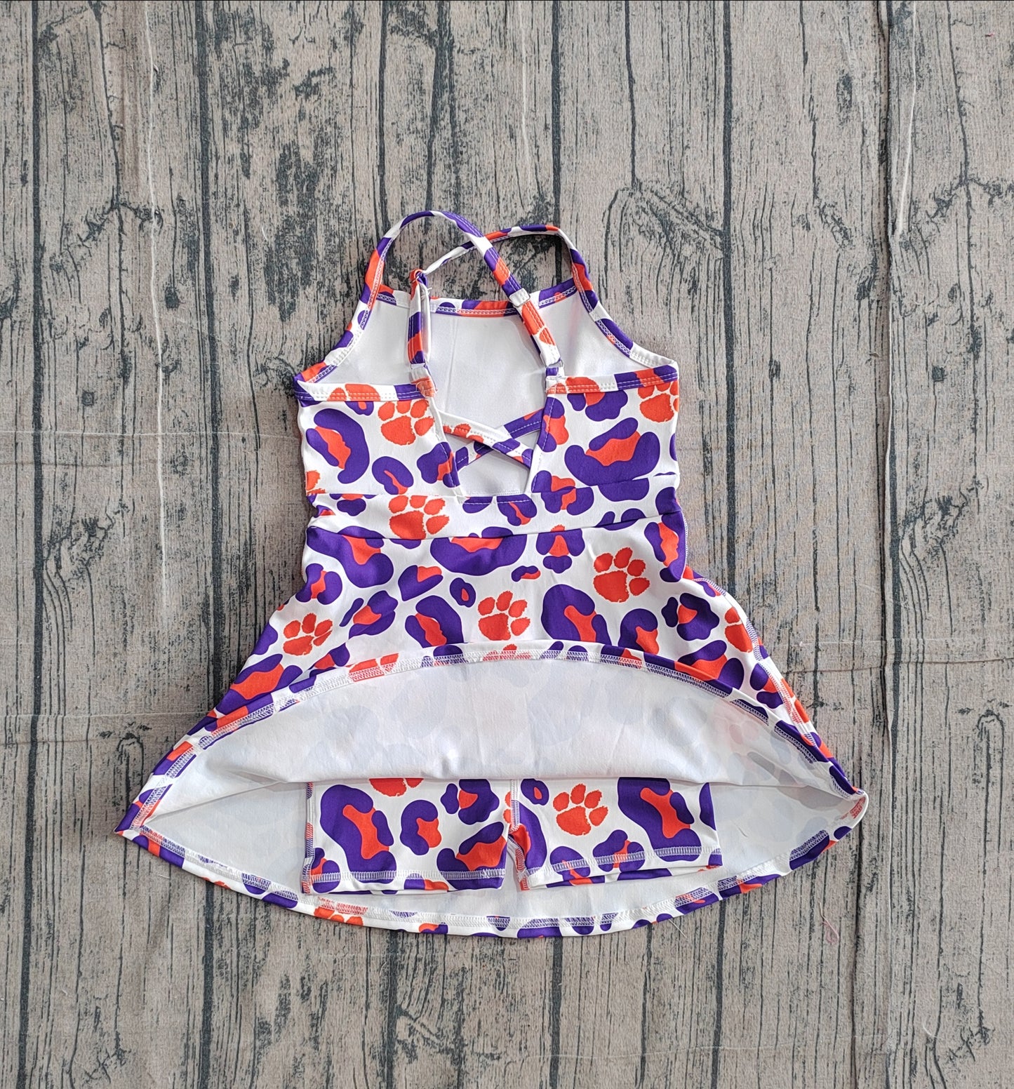 Baby Girls Strap Leopard Pawls Team Yoga Active Shorts Knee Length Dress