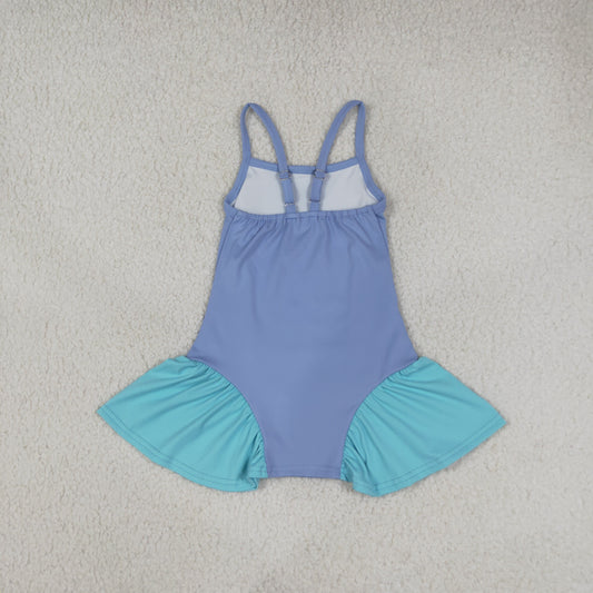 Baby Girls Blue Strap Yoga Active Shorts Knee Length Dress