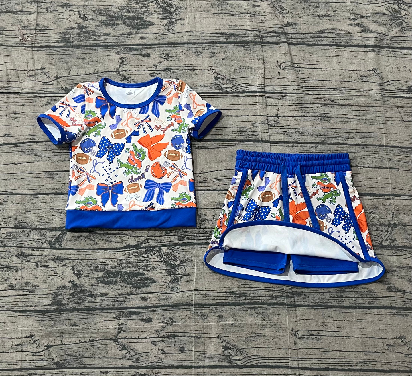 Baby Girls Bow Football Crocodile Top Skirt Short Team Yoga Active Clothes Sets