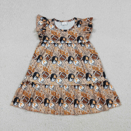 Sibling Baby Boys Girls Footballs Vols Team Knee Length Dress Button Shirts Top