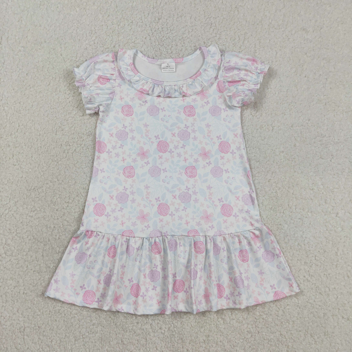 Sibling Baby Girls Short Ruffle Sleeve Colorful Flowers Knee Length Dress Rompers