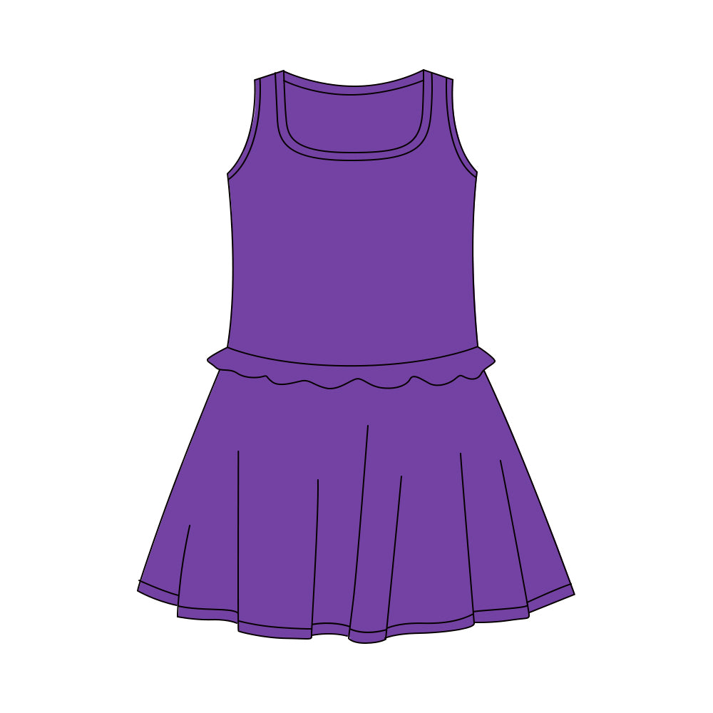 Baby Girls Purple Sleeveless Yoga Active Shorts Knee Length Dresses Preorder