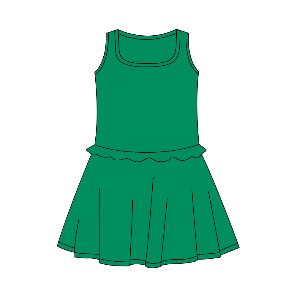 Baby Girls Green Sleeveless Yoga Active Shorts Knee Length Dresses Preorder