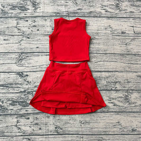 Baby Girls Orange Vest Top Bows Skirt Shorts Yoga Active Clothes Set Preorder