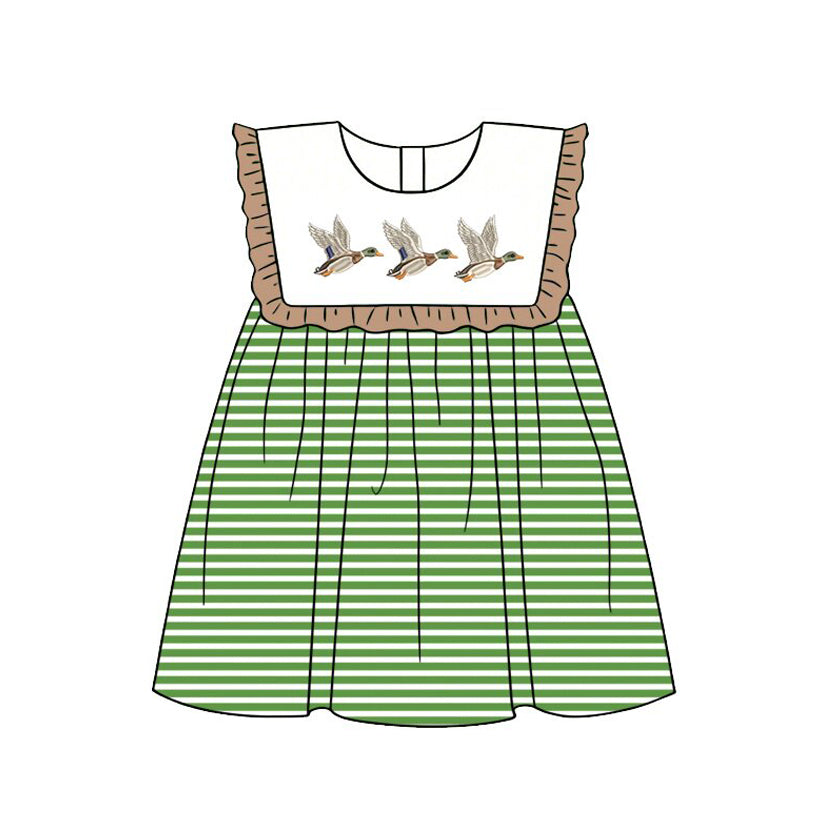 Baby Girls Sleeveless Ducks Stripe Knee Length Dress Preorder