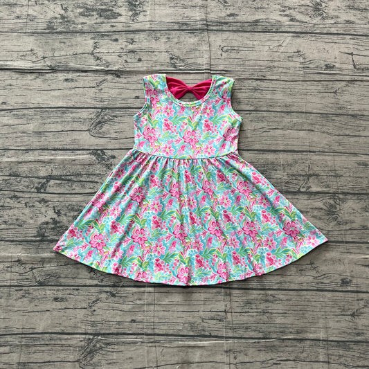 Baby Girls Sleeveless Watercolor Flowers Knee Length Dresses