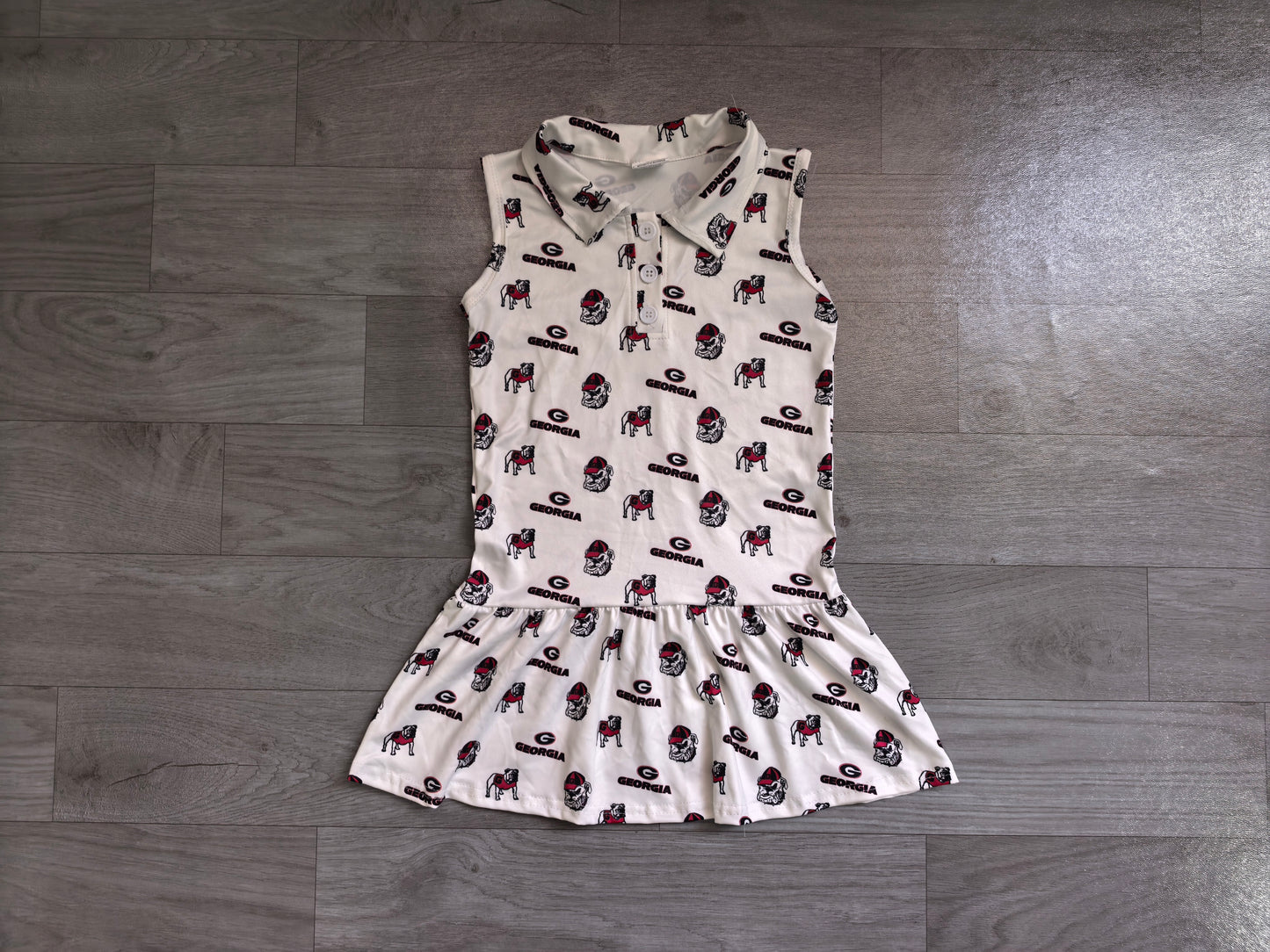 Baby Girls Sleeveless Georgia Team Button Knee Length Dresses