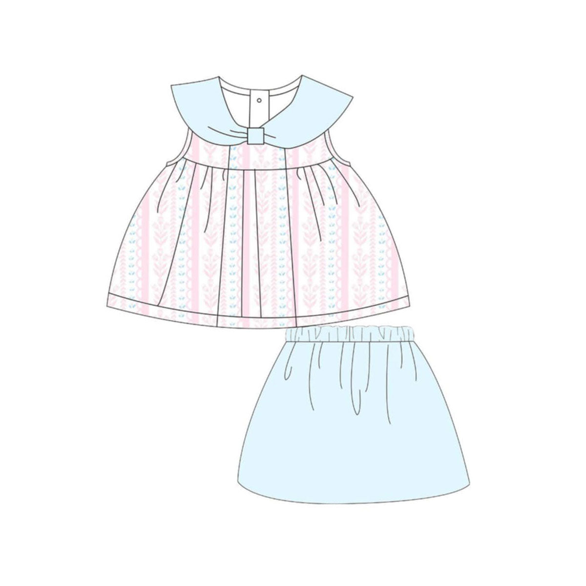 Baby Girls Flowers Stripe Tunic Skirt Shorts Knee Length Dresses Preorder