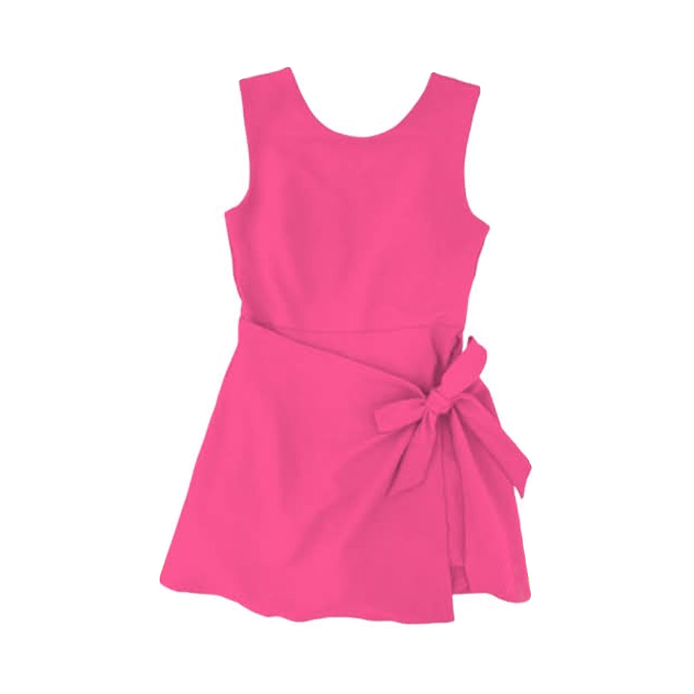 Baby Girls Hot Pink Sleeveless Bows Yoga Active Short Knee Length Dress Preorder