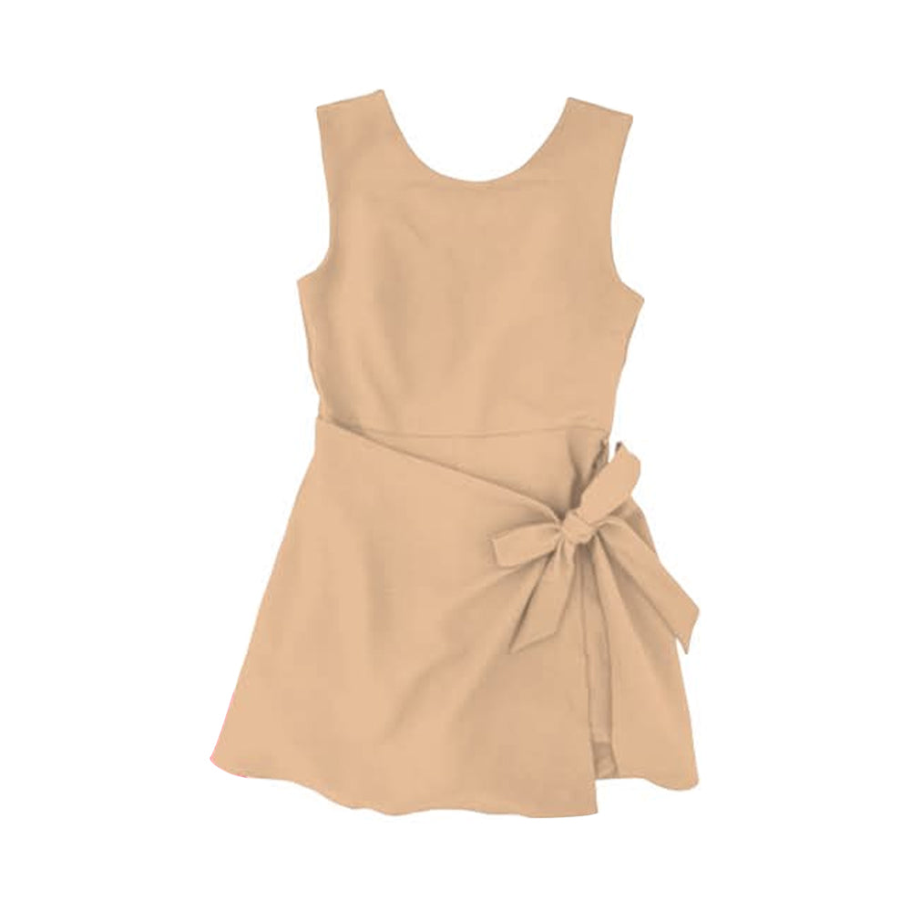 Baby Girls Peach Sleeveless Bows Yoga Active Short Knee Length Dress Preorder