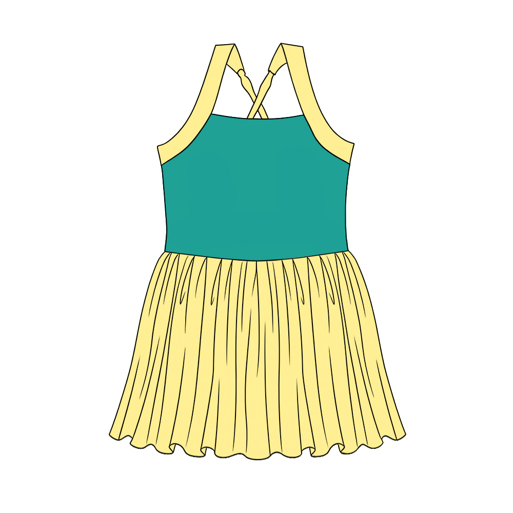Baby Girls Strap Princess Yoga Active Patchwork Knee Length Dress Preorder