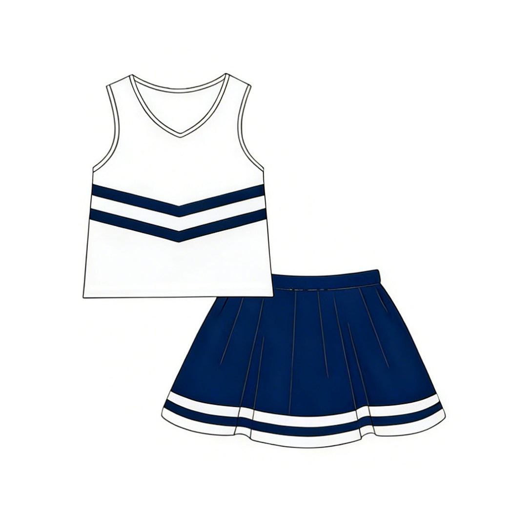 Baby Girls Sleeveless Navy Stripe Vest Top Skirt Short Team Clothes Sets Preorder