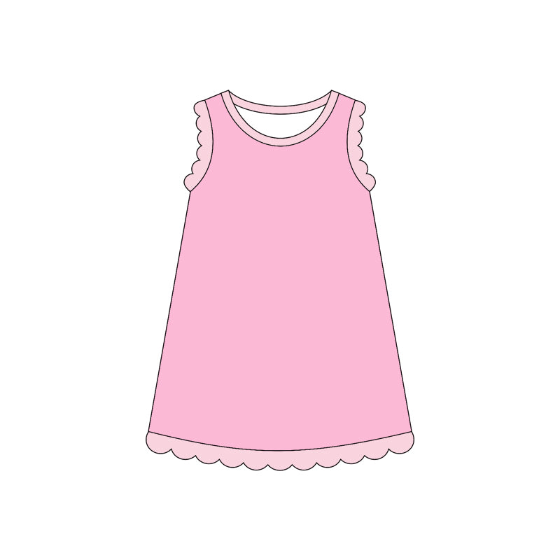 Baby Girls Sleeveless Scallop Knee Length Dresses Preorder