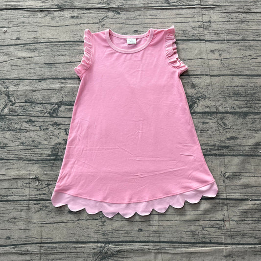 Baby Girls Pink Sleeveless Scallop Knee Length Dresses