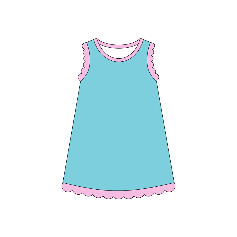Baby Girls Sleeveless Scallop Knee Length Dresses Preorder