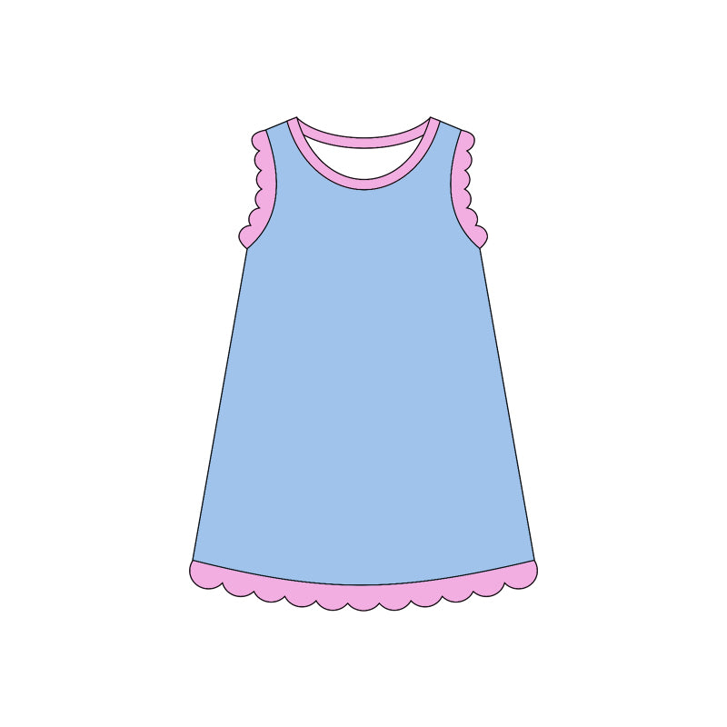 Baby Girls Sleeveless Scallop Knee Length Dresses Preorder