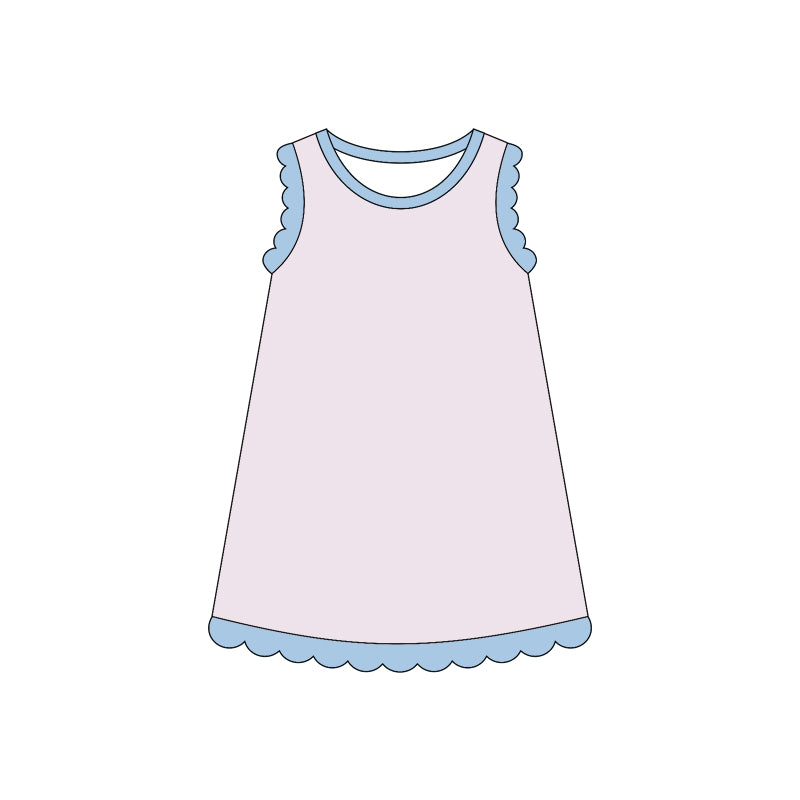 Baby Girls Sleeveless Scallop Knee Length Dresses Preorder