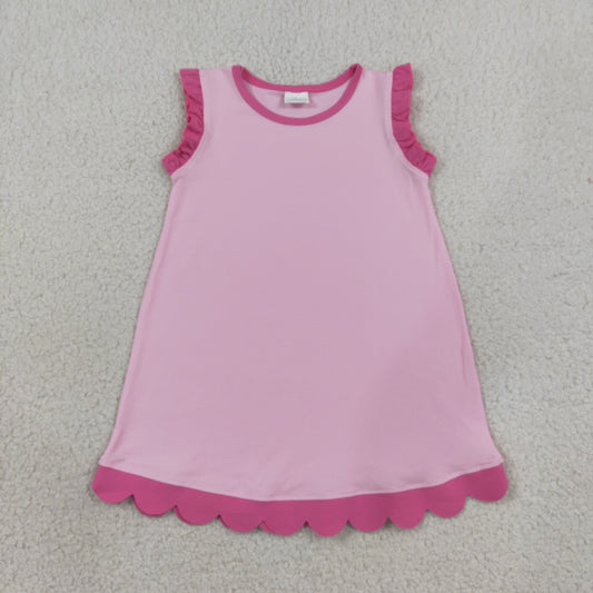Baby Girls Pink Sleeveless Scallop Knee Length Dresses