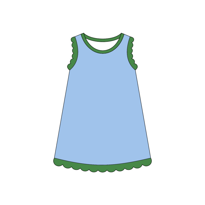 Baby Girls Sleeveless Scallop Knee Length Dresses Preorder