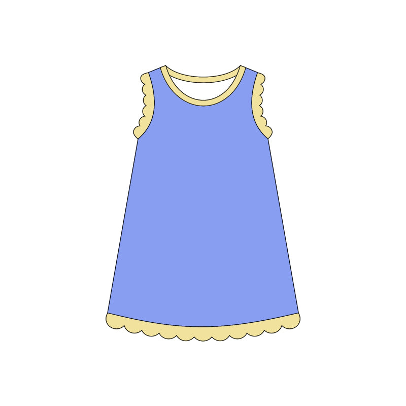 Baby Girls Sleeveless Scallop Knee Length Dresses Preorder