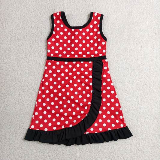 Baby Girls Sleeveless Polka Dots Yoga Active Short Knee Length Dress