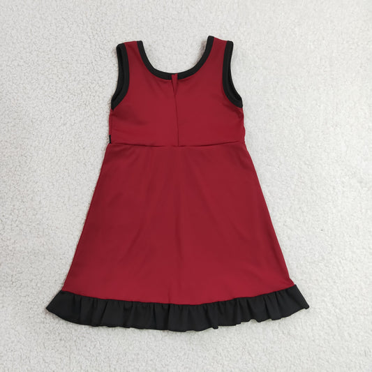 Baby Girls Sleeveless Maroon Black Yoga Active Short Knee Length Dress