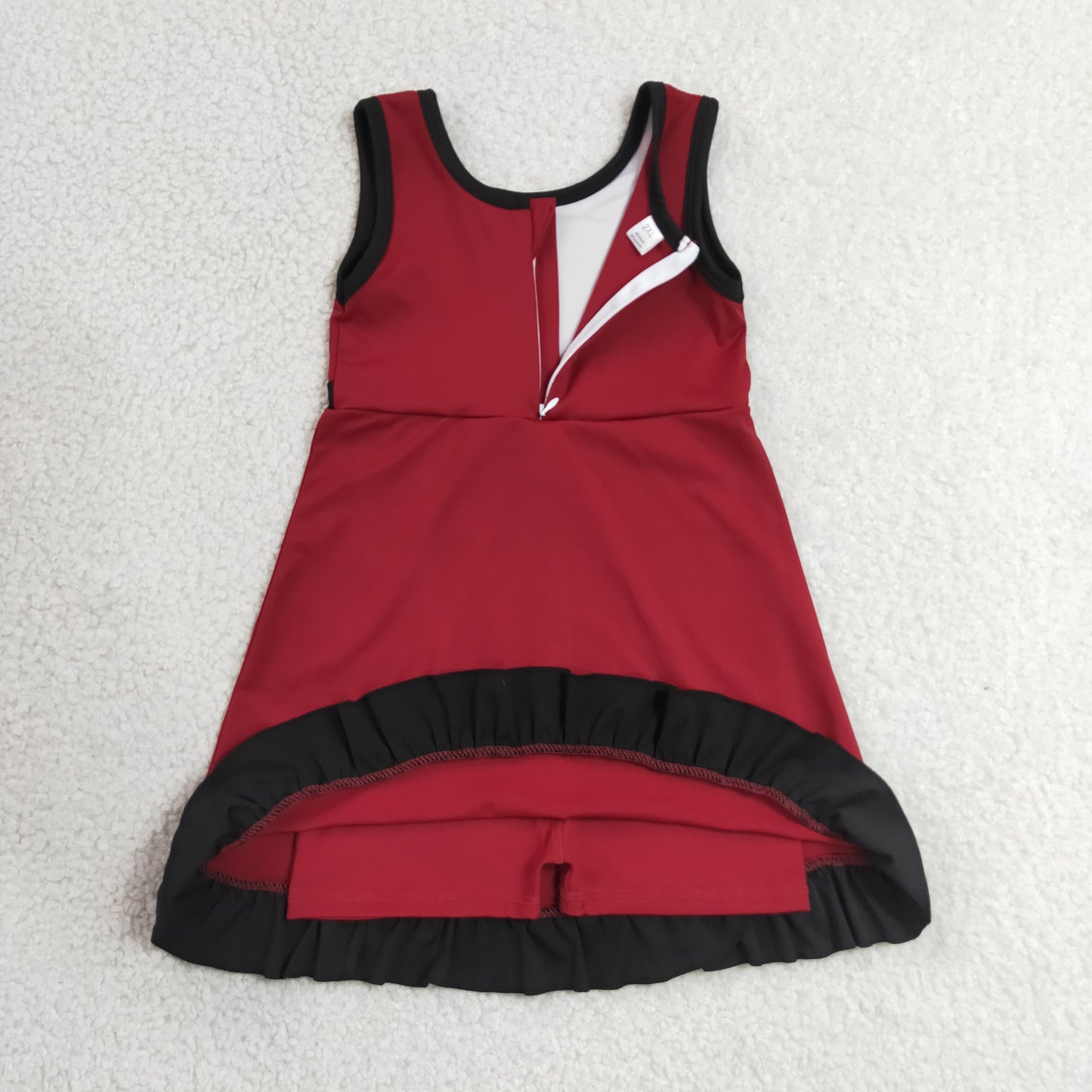 Baby Girls Sleeveless Maroon Black Yoga Active Short Knee Length Dress
