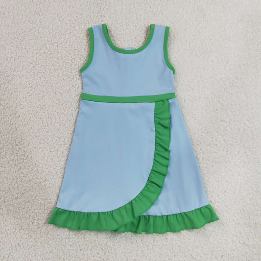 Baby Girls Sleeveless Green Blue Yoga Active Short Knee Length Dress