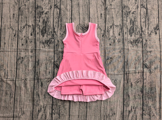 Baby Girls Sleeveless Pink Yoga Active Short Scallop Knee Length Dress Preorder